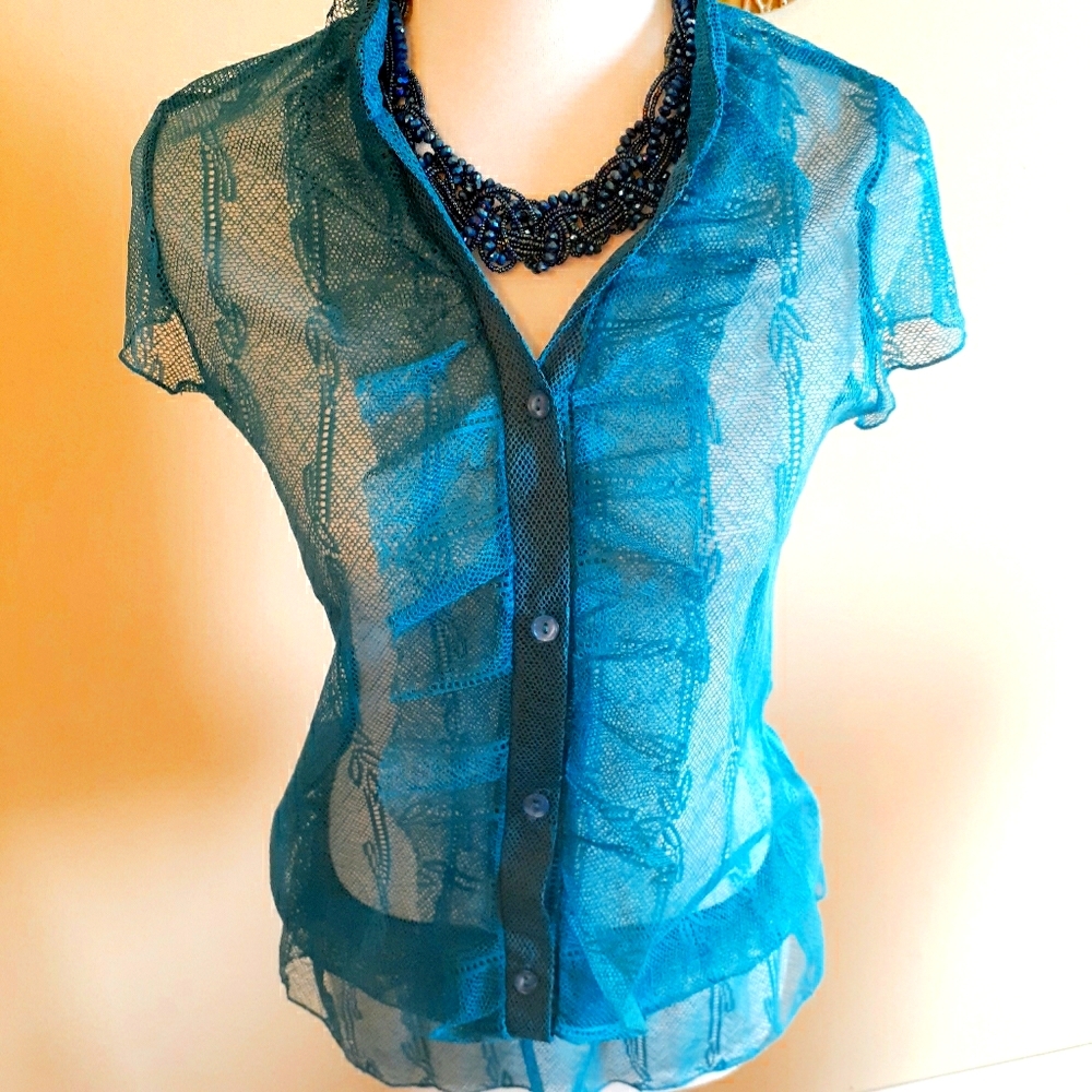 Rue 21 Ruffled Mesh Blouse